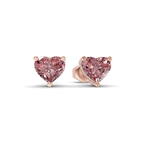 10kt Rose Gold Three Prong Heart Lab Diamond Stud Earrings (2 Ct. Tw.) side right image one