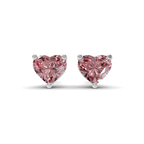 14kt White Gold Three Prong Heart Lab Diamond Stud Earrings (2 Ct. Tw.) front image