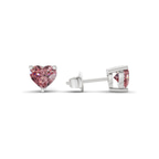 14kt White Gold Three Prong Heart Lab Diamond Stud Earrings (2 Ct. Tw.) standing product image one