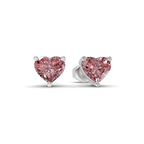 14kt White Gold Three Prong Heart Lab Diamond Stud Earrings (2 Ct. Tw.) side right image one
