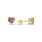 10kt Yellow Gold Three Prong Heart Lab Diamond Stud Earrings (2 Ct. Tw.) standing product image one