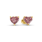 10kt Yellow Gold Three Prong Heart Lab Diamond Stud Earrings (2 Ct. Tw.) side right image one