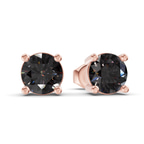 10kt Rose Gold Four Prong Round Lab Diamond Stud Earrings (1 Ct. Tw.) side right image one