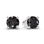 14kt White Gold Four Prong Round Lab Diamond Stud Earrings (1 Ct. Tw.) side right image one