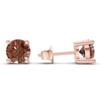 10kt Rose Gold Four Prong Round Lab Diamond Stud Earrings (3 Ct. Tw.) standing product image one