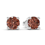 Platinum Four Prong Round Lab Diamond Stud Earrings (3 Ct. Tw.) side right image one