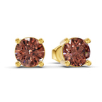 14kt Yellow Gold Four Prong Round Lab Diamond Stud Earrings (3 Ct. Tw.) side right image one