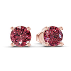 14kt Rose Gold Four Prong Round Lab Diamond Stud Earrings (3 Ct. Tw.) side right image one