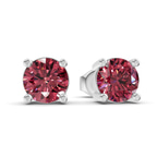 Platinum Four Prong Round Lab Diamond Stud Earrings (3 Ct. Tw.) side right image one