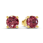 14kt Yellow Gold Four Prong Round Lab Diamond Stud Earrings (3 Ct. Tw.) side right image one