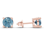 10kt Rose Gold Four Prong Round Lab Diamond Stud Earrings (3 Ct. Tw.) standing product image one