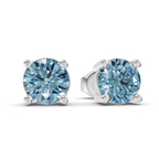 Platinum Four Prong Round Lab Diamond Stud Earrings (3 Ct. Tw.) side right image one
