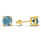 14kt Yellow Gold Four Prong Round Lab Diamond Stud Earrings (3 Ct. Tw.) standing product image one