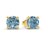 14kt Yellow Gold Four Prong Round Lab Diamond Stud Earrings (3 Ct. Tw.) side right image one
