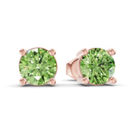 14kt Rose Gold Four Prong Round Lab Diamond Stud Earrings (3 Ct. Tw.) side right image one