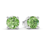 Platinum Four Prong Round Lab Diamond Stud Earrings (3 Ct. Tw.) side right image one