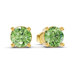 14kt Yellow Gold Four Prong Round Lab Diamond Stud Earrings (3 Ct. Tw.) side right image one