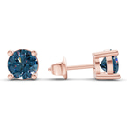 14kt Rose Gold Four Prong Round Lab Diamond Stud Earrings (3 Ct. Tw.) standing product image one