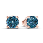 14kt Rose Gold Four Prong Round Lab Diamond Stud Earrings (3 Ct. Tw.) side right image one