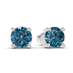 Platinum Four Prong Round Lab Diamond Stud Earrings (3 Ct. Tw.) side right image one
