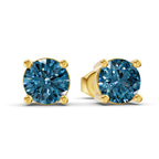 14kt Yellow Gold Four Prong Round Lab Diamond Stud Earrings (3 Ct. Tw.) side right image one