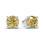 Platinum Four Prong Round Lab Diamond Stud Earrings (3 Ct. Tw.) side right image one