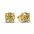 14kt Yellow Gold Four Prong Round Lab Diamond Stud Earrings (3 Ct. Tw.) side right image one