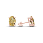 10kt Rose Gold Four Prong Oval Lab Diamond Stud Earrings (3 Ct. Tw.) standing product image one