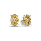 Platinum Four Prong Oval Lab Diamond Stud Earrings (3 Ct. Tw.) side right image one