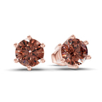 14kt Rose Gold Six Prong Round Lab Diamond Stud Earrings (1 Ct. Tw.) side right image one