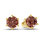 14kt Yellow Gold Six Prong Round Lab Diamond Stud Earrings (1 Ct. Tw.) side right image one