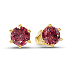 14kt Yellow Gold Six Prong Round Lab Diamond Stud Earrings (1 Ct. Tw.) side right image one