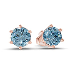 14kt Rose Gold Six Prong Round Lab Diamond Stud Earrings (1 Ct. Tw.) side right image one