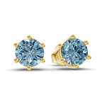 10kt Yellow Gold Six Prong Round Lab Diamond Stud Earrings (1 Ct. Tw.) side right image one