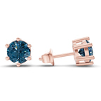 14kt Rose Gold Six Prong Round Lab Diamond Stud Earrings (1 Ct. Tw.) standing product image one