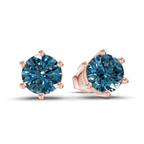 14kt Rose Gold Six Prong Round Lab Diamond Stud Earrings (1 Ct. Tw.) side right image one