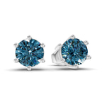 10kt White Gold Six Prong Round Lab Diamond Stud Earrings (1 Ct. Tw.) side right image one