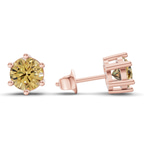 10kt Rose Gold Six Prong Round Lab Diamond Stud Earrings (1 Ct. Tw.) standing product image one