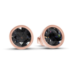 10kt Rose Gold Classic Bezel Round Lab Diamond Stud Earrings (1 Ct. Tw.) side right image one