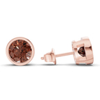 10kt Rose Gold Classic Bezel Round Lab Diamond Stud Earrings (1 Ct. Tw.) standing product image one