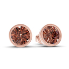 10kt Rose Gold Classic Bezel Round Lab Diamond Stud Earrings (1 Ct. Tw.) side right image one