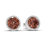 10kt White Gold Classic Bezel Round Lab Diamond Stud Earrings (1 Ct. Tw.) side right image one