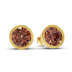 14kt Yellow Gold Classic Bezel Round Lab Diamond Stud Earrings (1 Ct. Tw.) side right image one