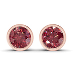 10kt Rose Gold Classic Bezel Round Lab Diamond Stud Earrings (1 Ct. Tw.) front image
