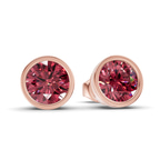 10kt Rose Gold Classic Bezel Round Lab Diamond Stud Earrings (1 Ct. Tw.) side right image one