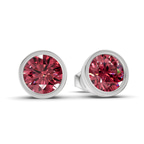 10kt White Gold Classic Bezel Round Lab Diamond Stud Earrings (1 Ct. Tw.) side right image one