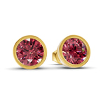 14kt Yellow Gold Classic Bezel Round Lab Diamond Stud Earrings (1 Ct. Tw.) side right image one