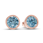 10kt Rose Gold Classic Bezel Round Lab Diamond Stud Earrings (1 Ct. Tw.) side right image one