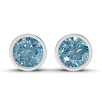 10kt White Gold Classic Bezel Round Lab Diamond Stud Earrings (1 Ct. Tw.) front image