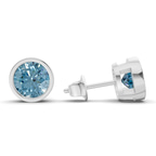 10kt White Gold Classic Bezel Round Lab Diamond Stud Earrings (1 Ct. Tw.) standing product image one